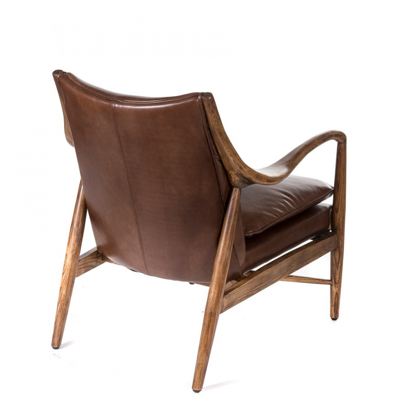 Кресло Finn Juhl Model45 RS217, кожа Brown Franko и дерево, 70×82×85 см