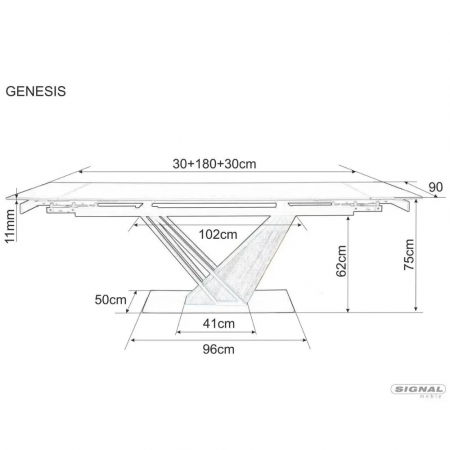Стол обеденный GENESIS 180-240/90 раскладной (черный/пепел)