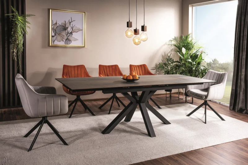 Стол обеденный COLUMBUS Ceramic 160x90 раскладной (эффект дерева/черный)
