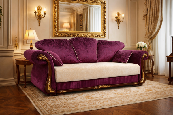Диван Благо-2 с декором фиолетовый 250x98x95