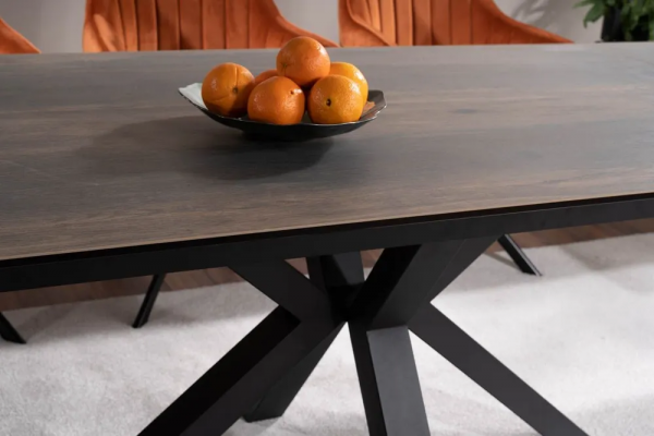 Стол обеденный COLUMBUS Ceramic 160x90 раскладной (эффект дерева/черный)