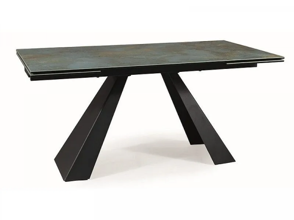 Стол обеденный SALVADORE Ceramic 160x90 (бирюзовый Ossido Verde/черный мат)