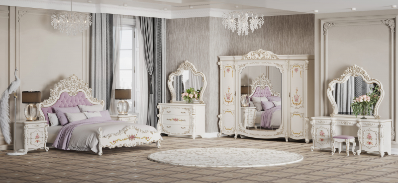 Кровать Венеция Классик 180x200 Кремовый/золото