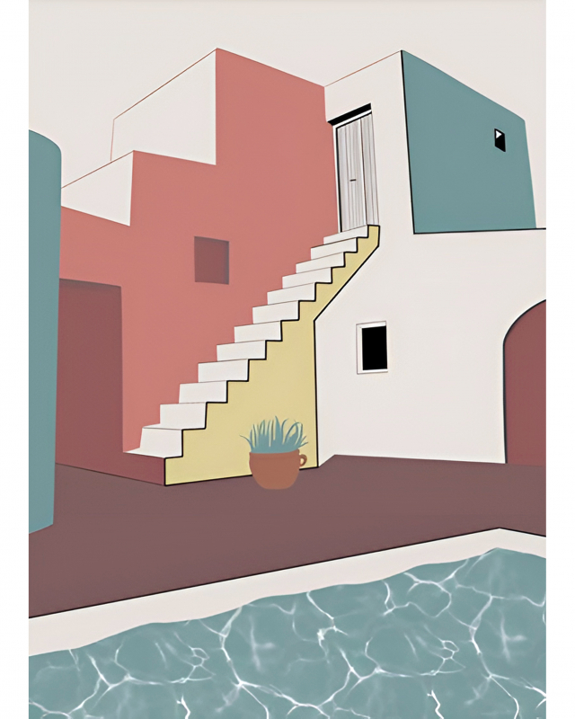 Фото Интерьерный постер Santorini  Louvre Home