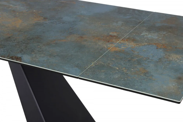Стол обеденный SALVADORE Ceramic 160x90 (бирюзовый Ossido Verde/черный мат)