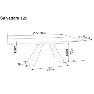 Стол обеденный SALVADORE Ceramic 120x80 II раздвижной (серый/черный мат)