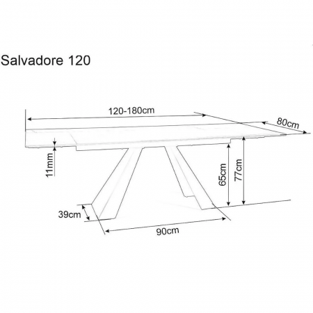Стол обеденный SALVADORE Ceramic 120x80 II раздвижной (серый/черный мат)