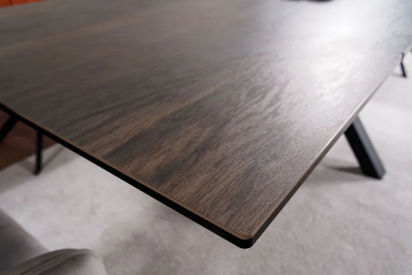 Стол обеденный COLUMBUS Ceramic 160x90 раскладной (эффект дерева/черный)