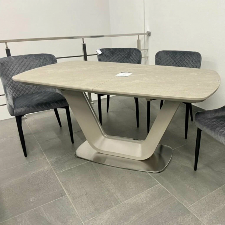 Стол обеденный ARMANI Ceramic 160 раскладной (серый мат)