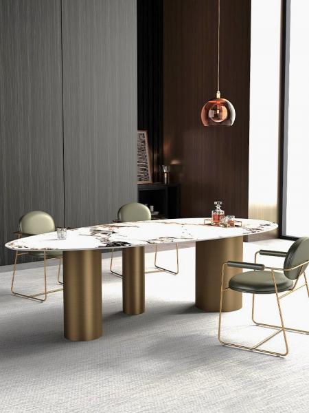 Стол обеденный Lagos, керамогранит Calacatta Borghini, 220×90×75 см